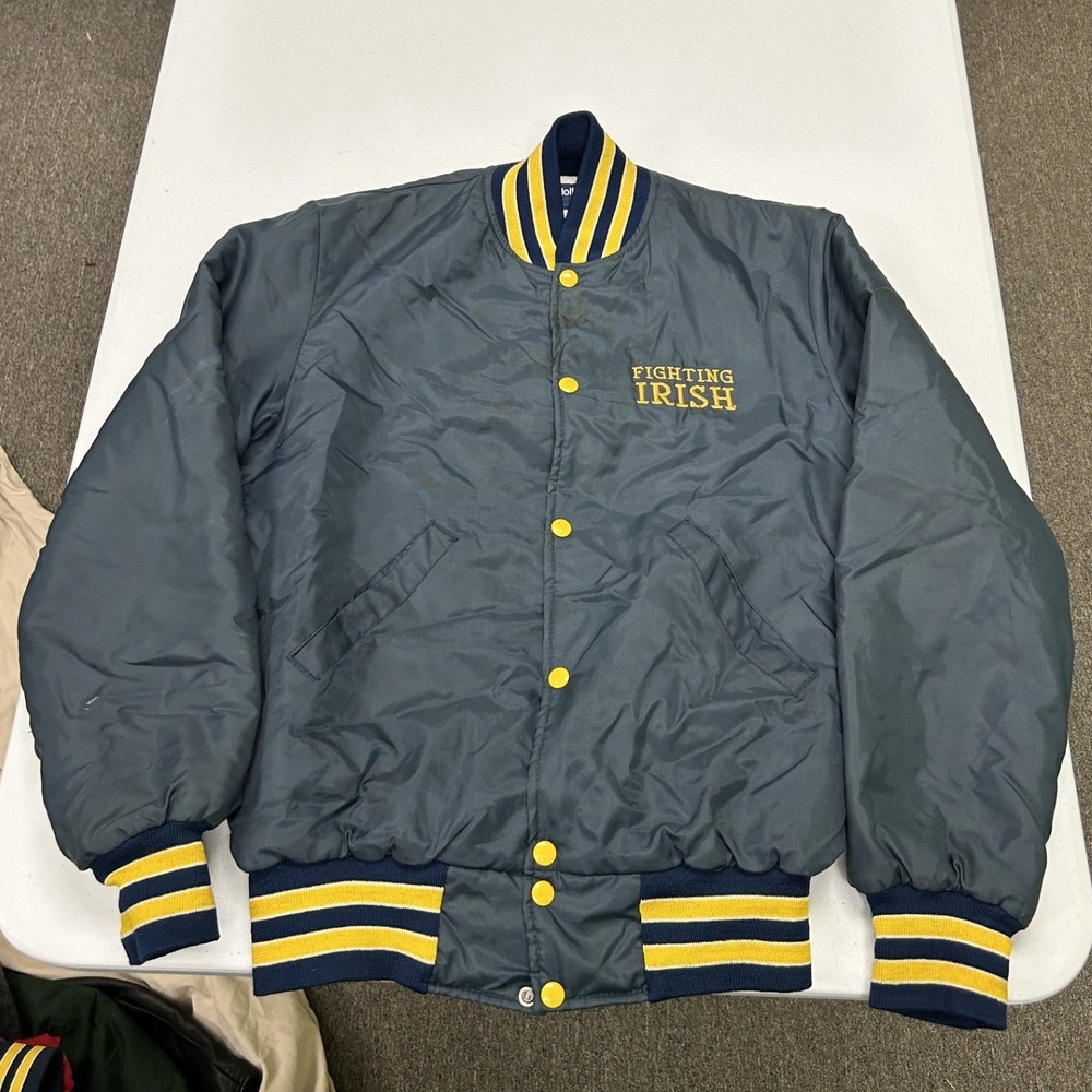 Holloway Varsity Jacket Mens S Navy Blue Notre Dame Fighting Irish Vintage